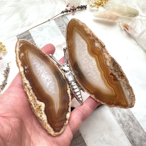 Beautiful Agate Butterfly | Agate Slices | Agate Butterfly Figurine - Picture 3 of 8